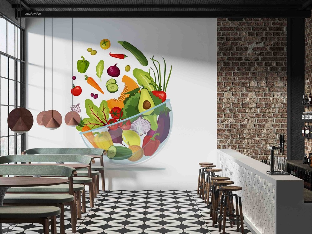 3D Vegetables Food Illustration Wall Murals Wallpaper Murals Wall Sticker