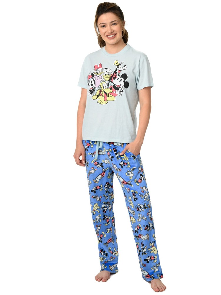 Women's Mickey Mouse & Friends Pajama Set T-Shirt & Plush Lounge Pants Disney