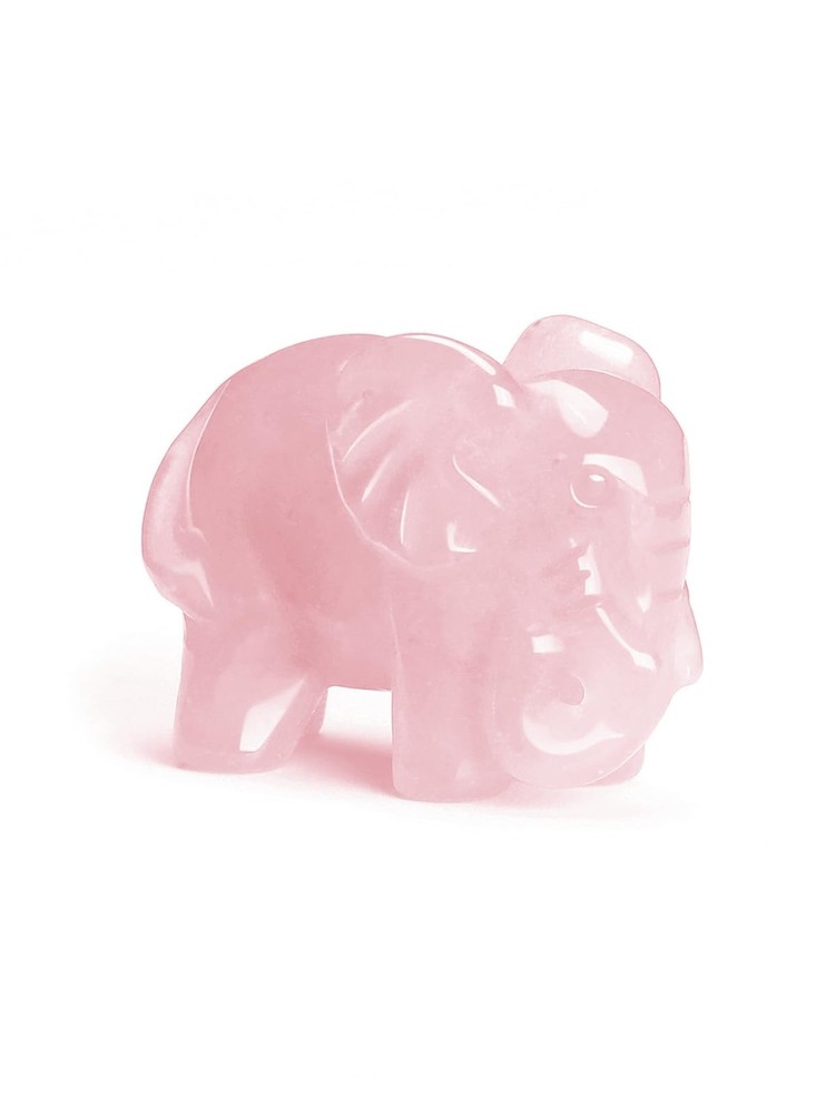 CrystalTears Rose Quartz Healing Crystal Elephant Figurine Carved Crystals Ge...