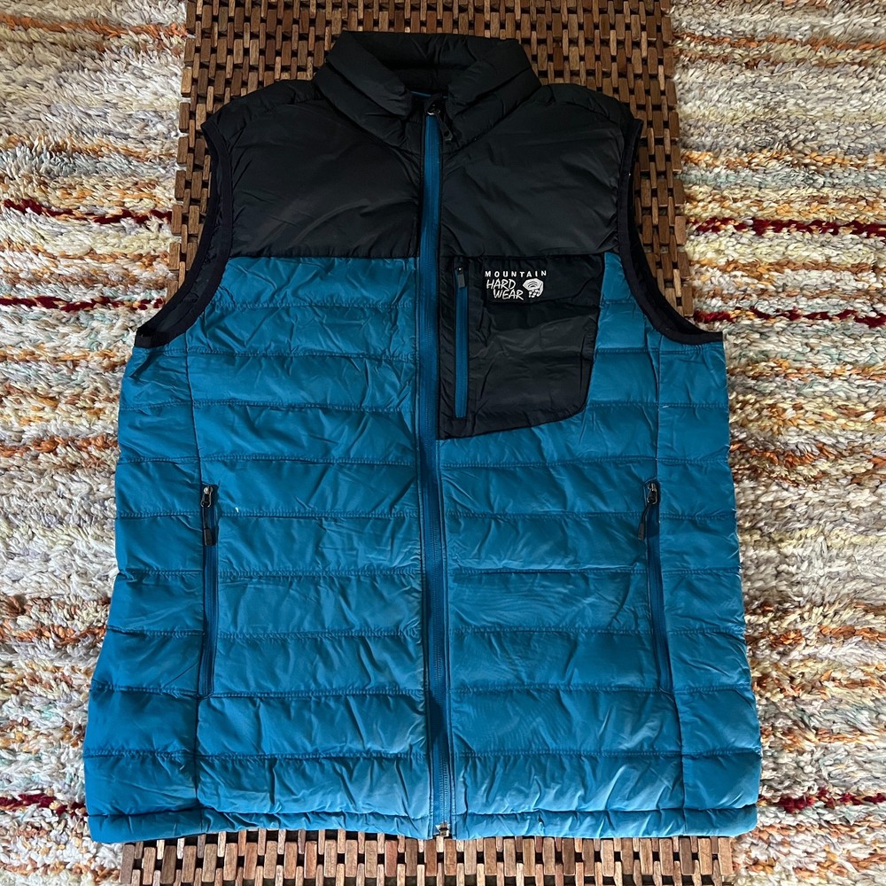 Mountain Hardwear Goose Down Puffer Vest Full Zip Black Blue Men's Medium M