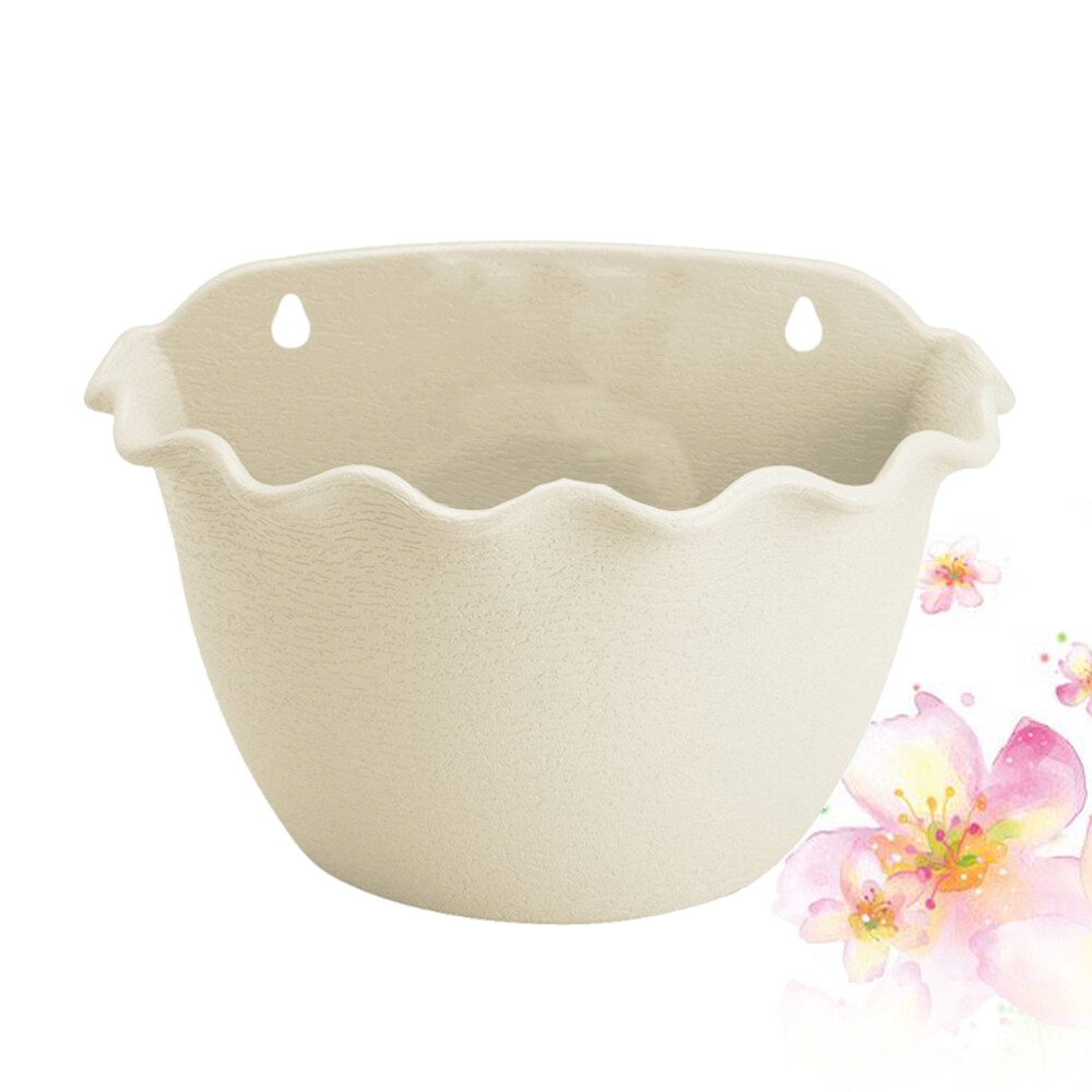 Burlap Leaf Ribbon Wall Planter Semi-circular Plastic Flower Pot