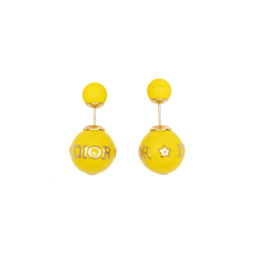 Christian Dior Tribal Star Logo Earrings in Yellow Gold