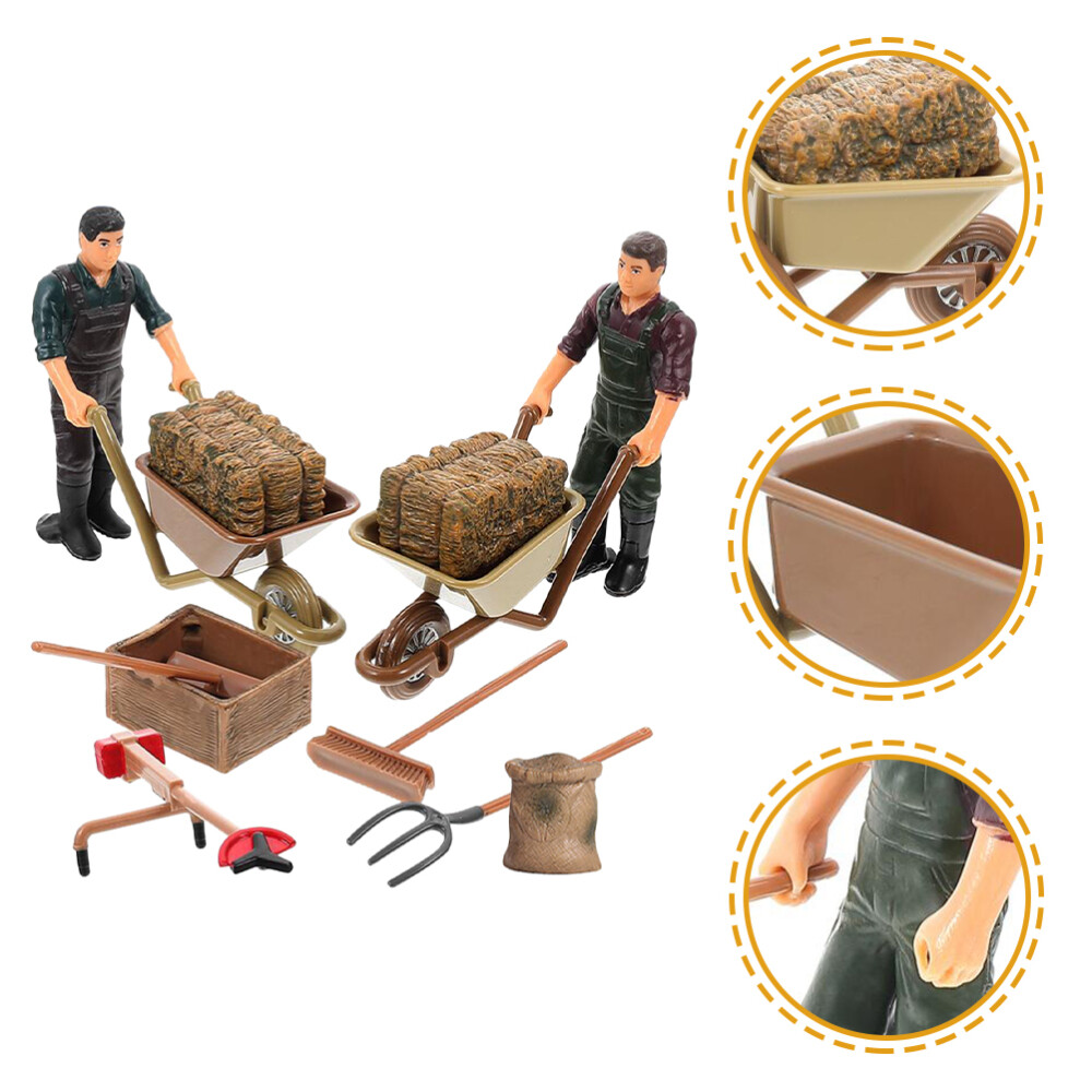12 Pcs Farmer Toys Vehicles Accessories Model Farmyard Realistic Tool Boy