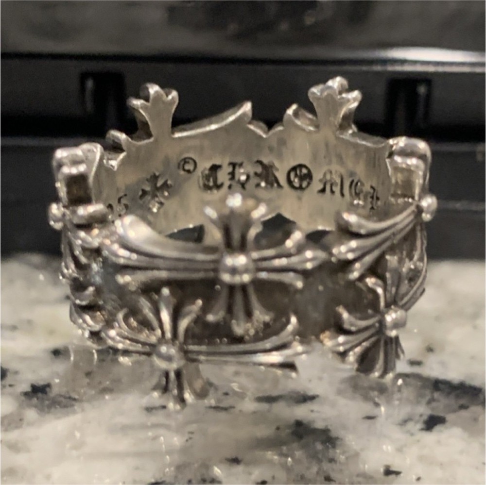 Chrome Hearts Sterling Silver Crown Band Ring Size 10 Signed Art Theme