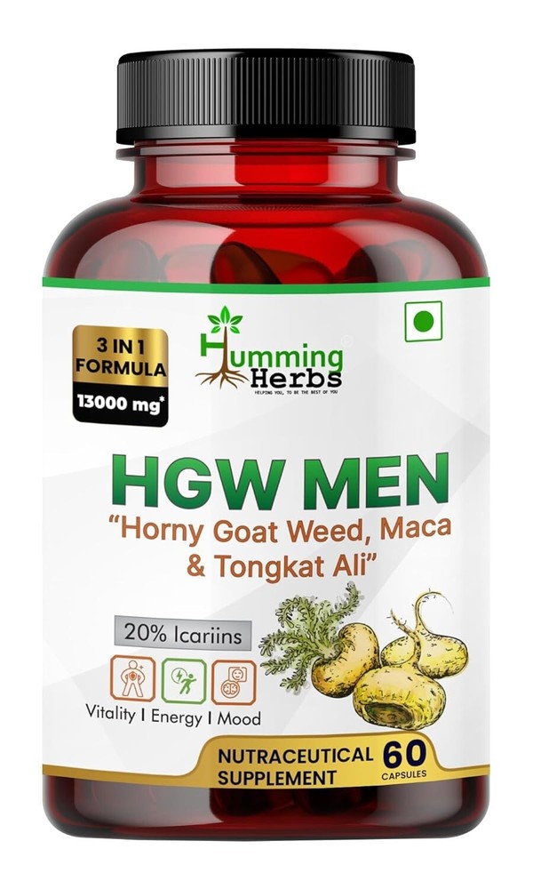Humming Herbs Horny Goat Weed Extract 1000mg | With & Maca | Support