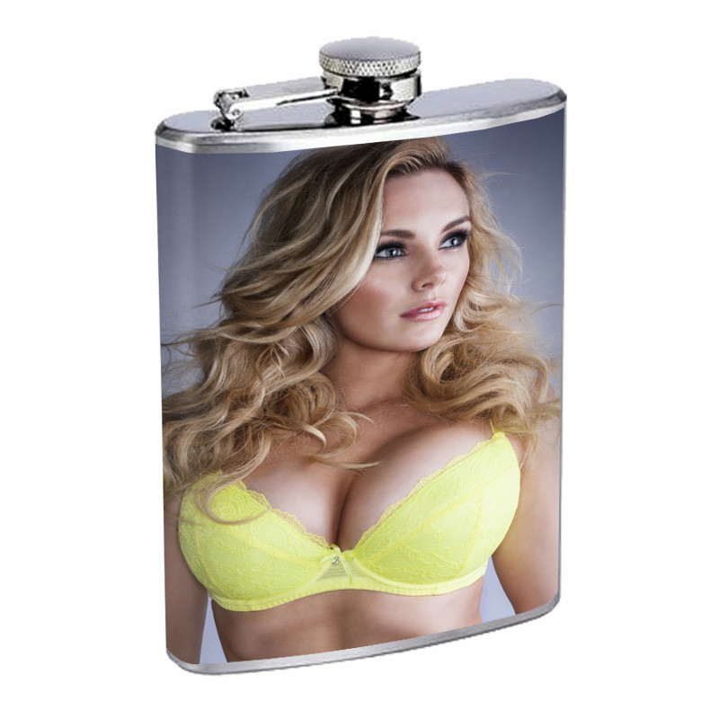 British UK Pin Up Girls D5 Flask 8oz Stainless Steel Hip Drinking Whiskey