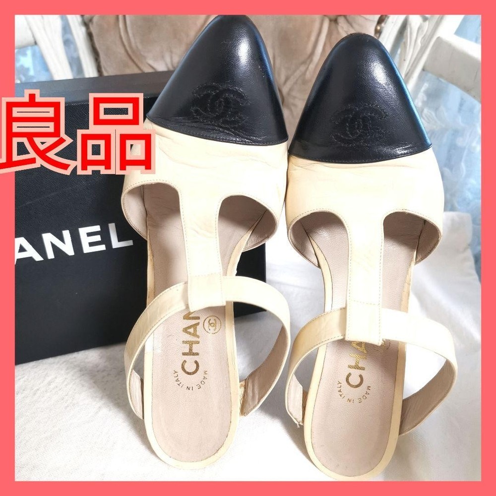 CHANEL EU Size 37 Beige Women Pumps heel Used Shoes Af1613