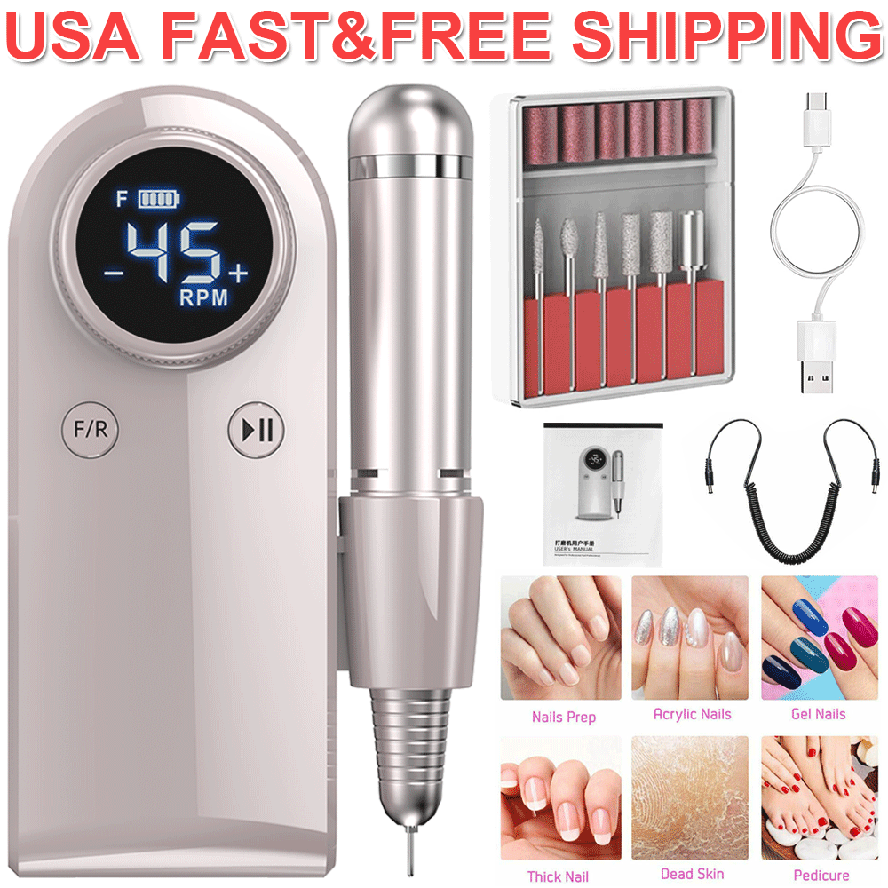 45,000RPM Cordless Nail Drill for Manicure Pedicure Fast US Shipping BK0057  
