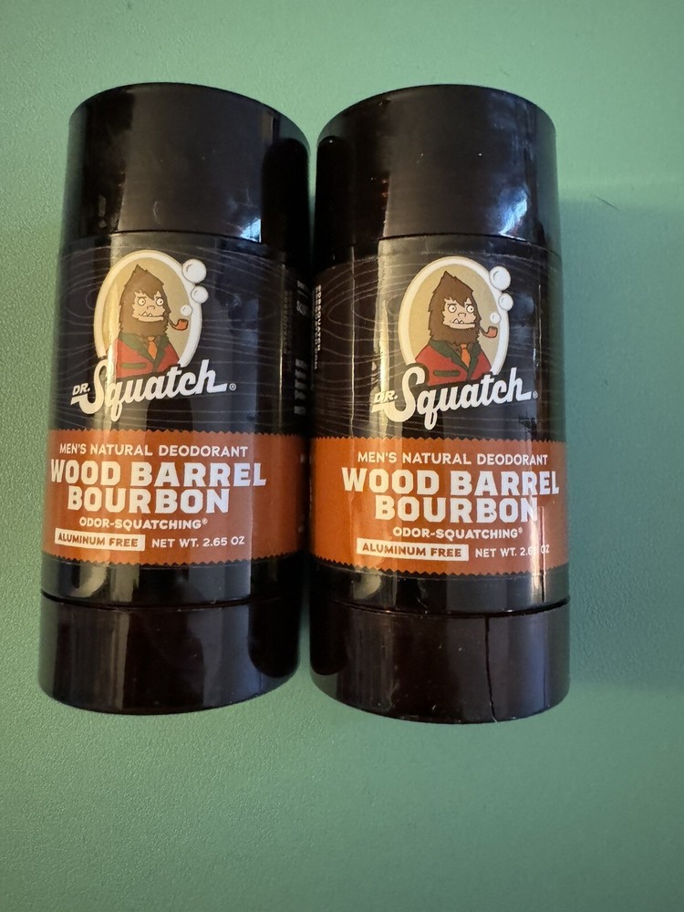 2 DR. Squatch WOOD BARREL BOURBON Men's Deodorant 2.65oz Aluminum Free | New