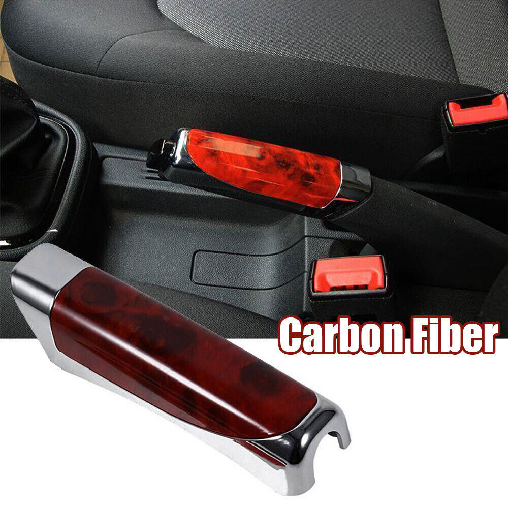 1x Car Hand Brake Protector Cover Interior Accessories Red Wood Grain Universal