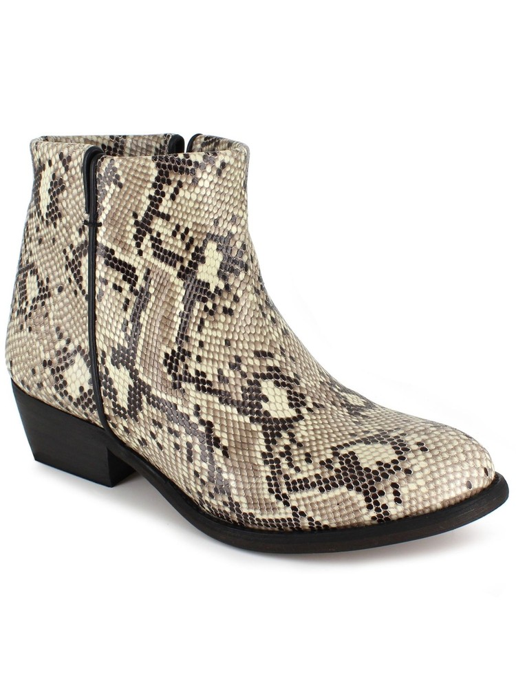 ARTISAN BY ZIGI Womens Beige Snake Lissa Almond Toe Block Heel Booties 7 M