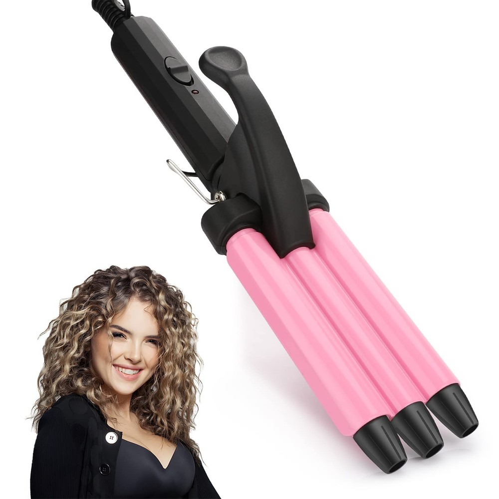 Mini 3 Barrel Curling Iron - Dual Voltage Triple Barrel Hair Waver for Home & Travel