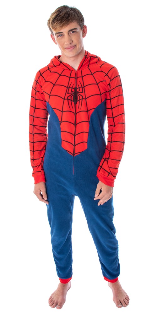 Marvel Comics Classic Spiderman Costume Union Suit One-Piece Pajama Outfit L/XL
