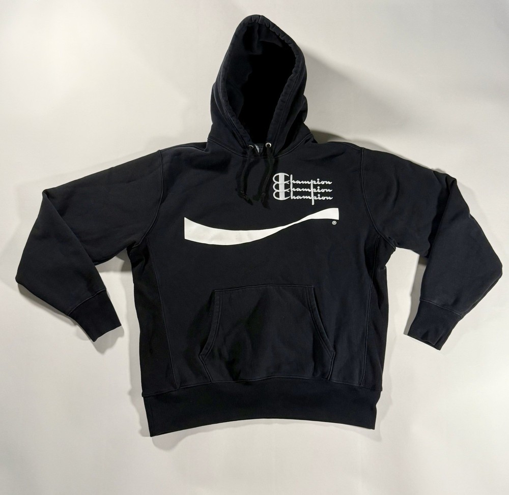 Champion x Coca Cola Black Graphic Hoodie Reverse Weave XL