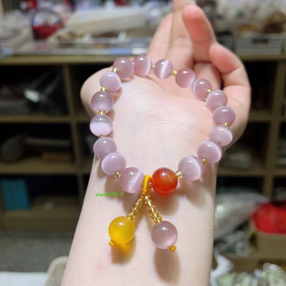 Natural crystal powder cat's eye stone bracelet as a gift accessory for best fri