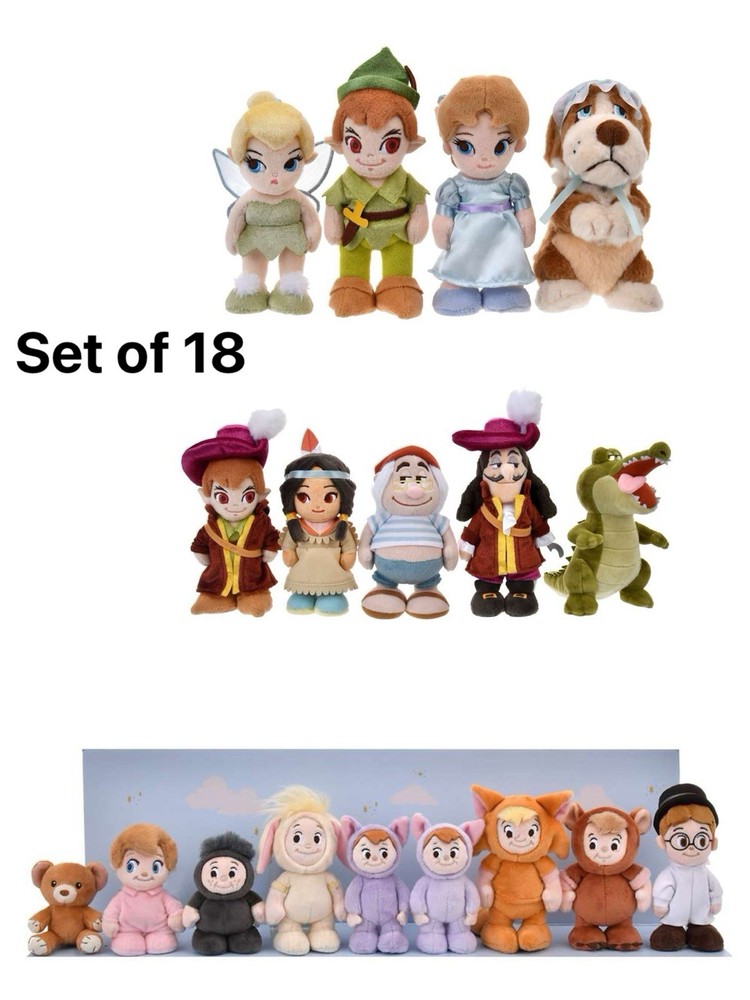 Disney Store Japan Tokyo Peter Pan Plush StanDs Set Of 18