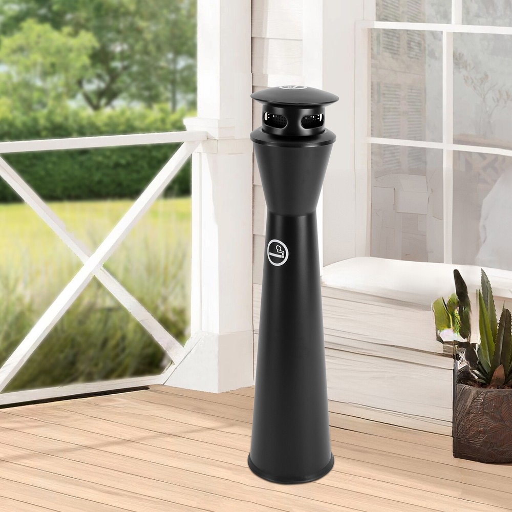 Stainless Steel Garbage Can Floor-standing Cigarette End Ashtray W/ Inner Barrel