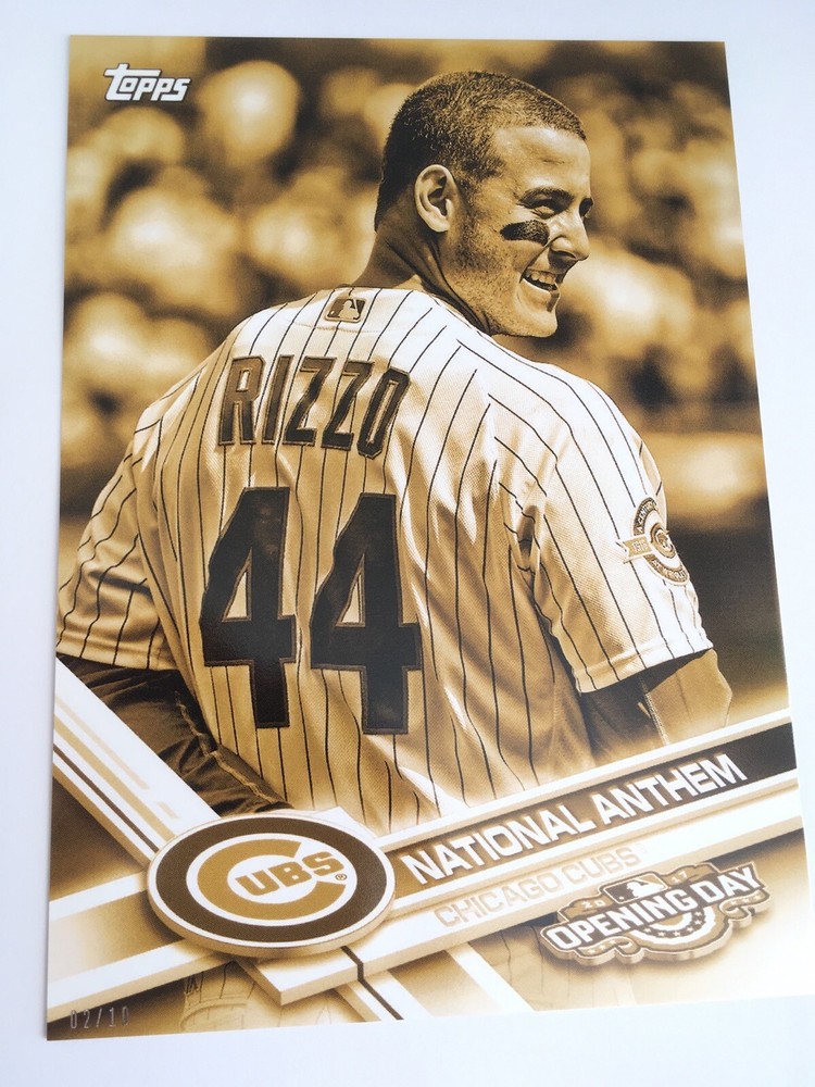 2017 Topps Opening Day Anthony Rizzo Cubs 5x7 National Anthem Gold #02/10