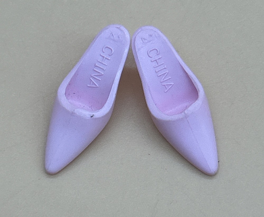 Barbie Doll Shoes Light Pink High Heels Kitten Heel Slide Mule Vintage Rare