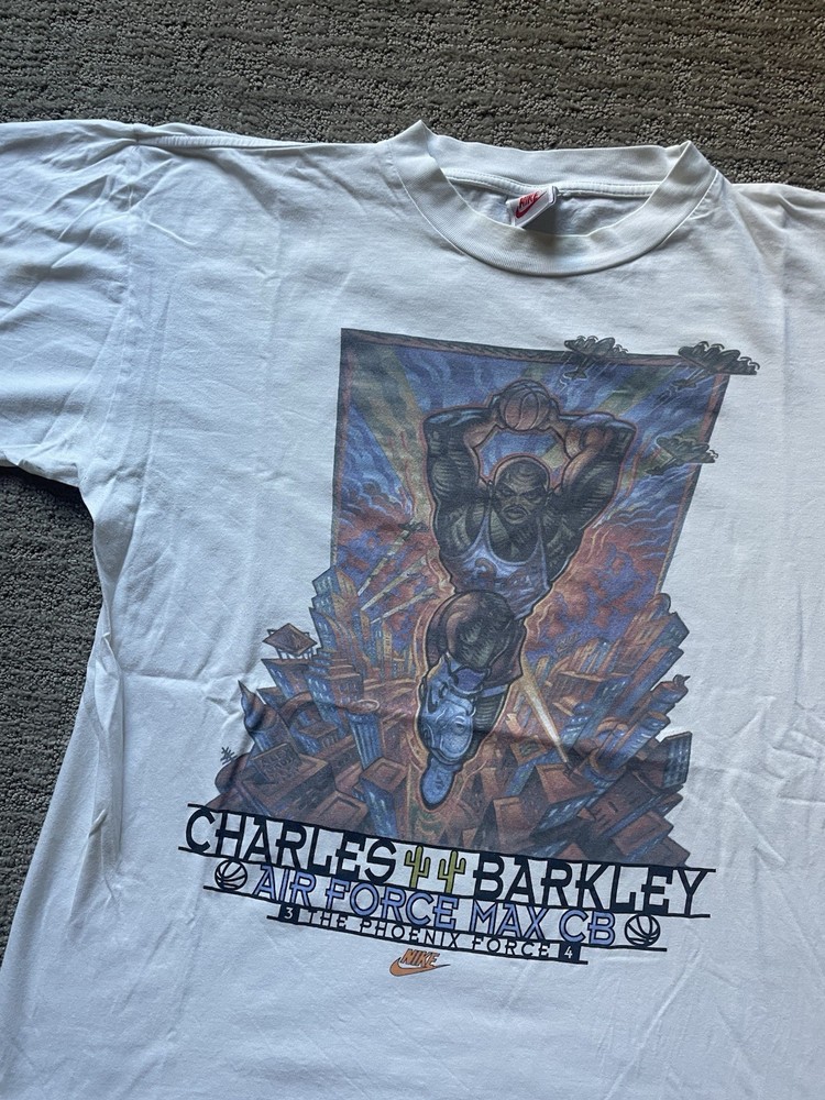 Vintage 90s Charles Barkley Nike Air Force Max CB USA T-shirt Size XL White