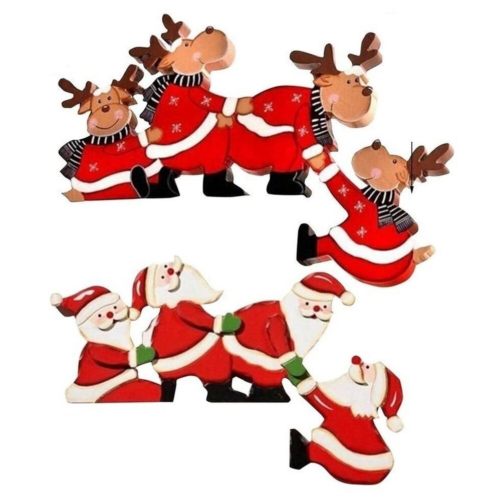 2PCS Wooden Decorations Santa ChristmasWood Crafts Christmas B9H85628
