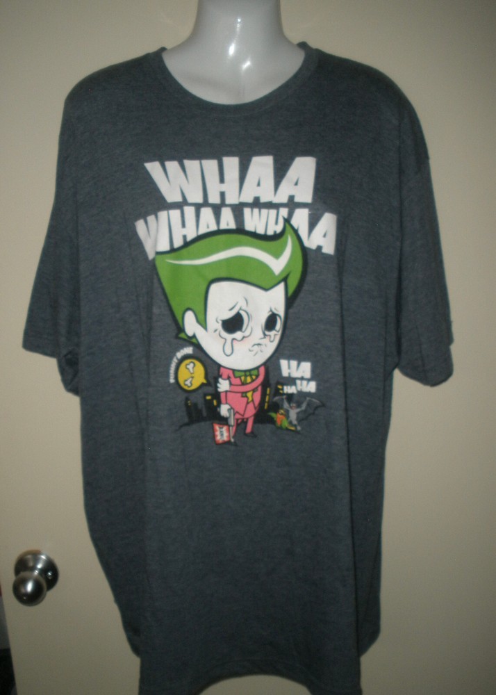 #959 Mens Gray Shirt XXL Batman Baby Cartoon Joker Crying Funny Bone