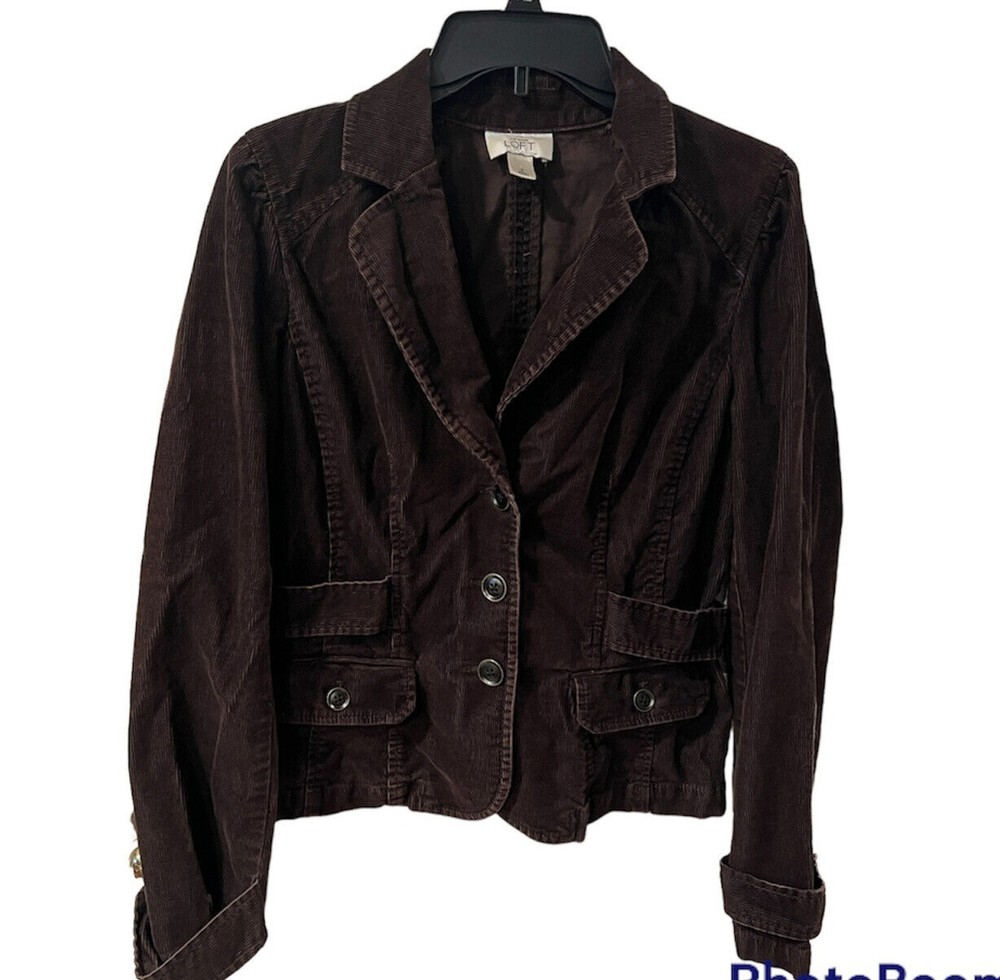 Chaqueta de pana Ann Taylor LOFT para mujer talla 6 botones delanteros marrón Y2K country preppy