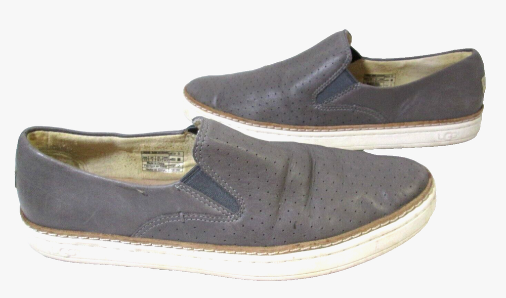 UGG Gray Perforated Leather Slip-On Sneakers for Women Size 7.5 B10