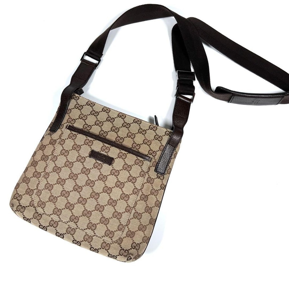 Gucci GG Canvas Beige Crossbody Shoulder Bag 80cm Authentic Pre-Owned