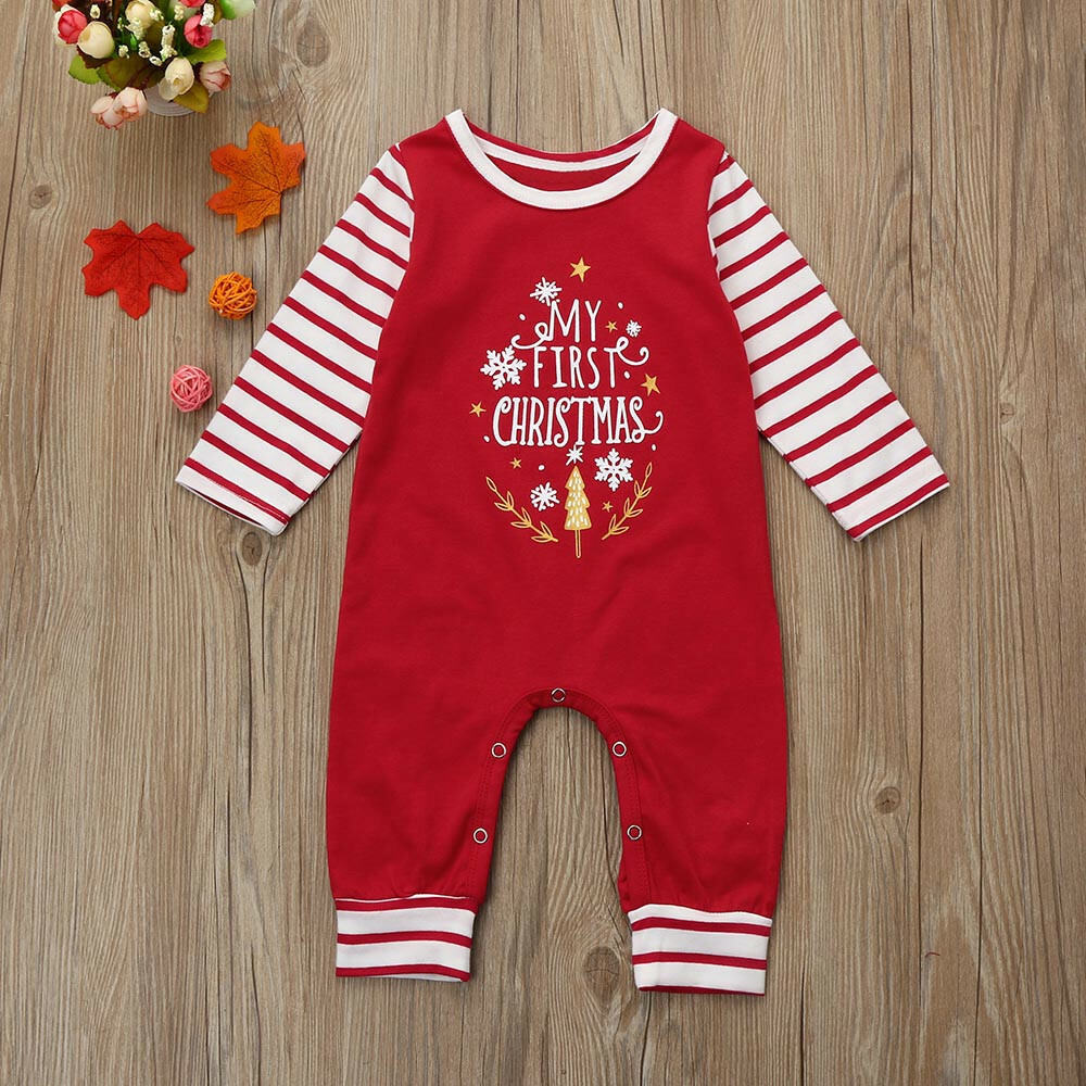 MY FIRST CHRISTMAS Baby Boy Girl Romper Jumpsuit Newborn Infant Outfits Clothes