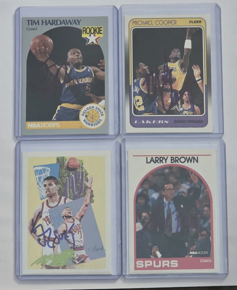 Lot Of 4 NBA HOF Autograph Signature Card Michael Cooper Tim Hardaway RC Rookie