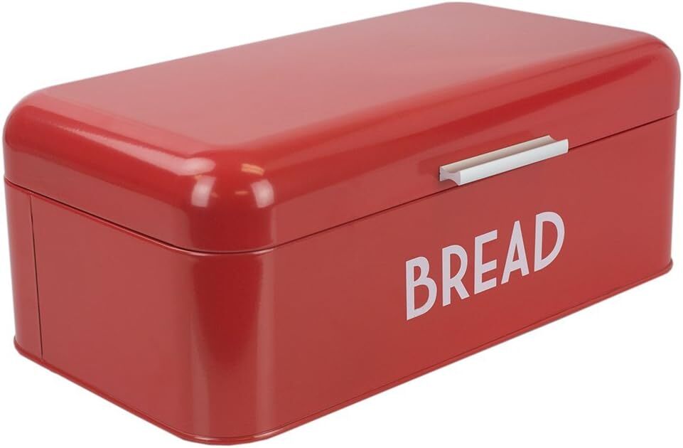 Home Basics Grove Bread Box For Kitchen Counter Dry Food Storage Red