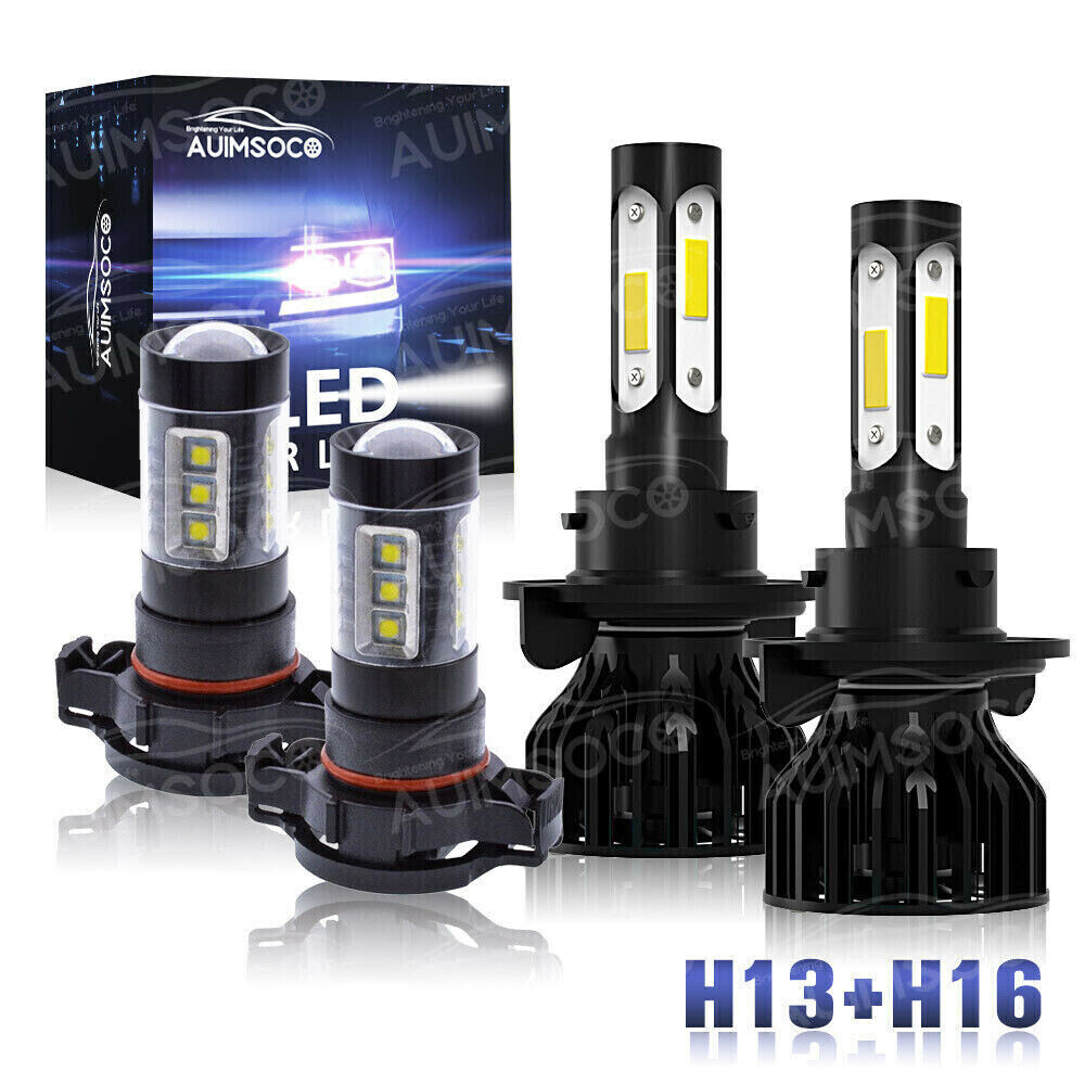 For GMC Yukon XL 1500 2500 2007-2014 LED Headlights High-Low Fog Light Kit White
