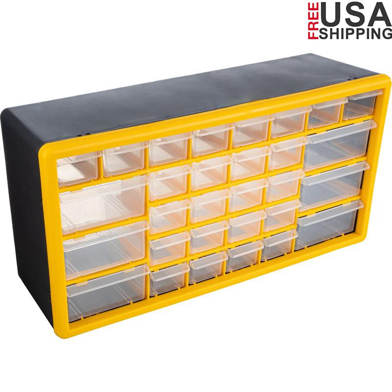 30-Drawer Small Parts Organizer - Wall Mount or Desktop Tool Storage Cabinet