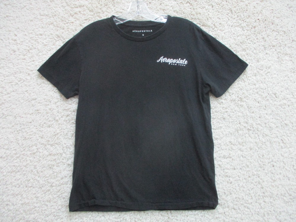 Aeropostale Shirt Small Adult Black Casual Flower Cotton Spell Out Logo Mens S
