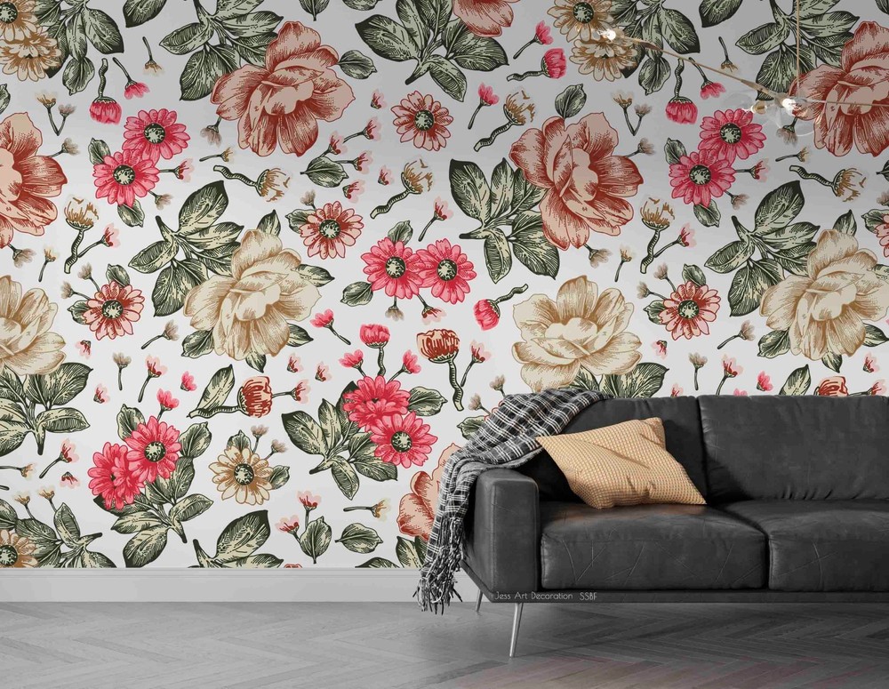 3D Baroque Style Flowers Pattern Wall Murals Wallpaper Murals Wall Sticker 27