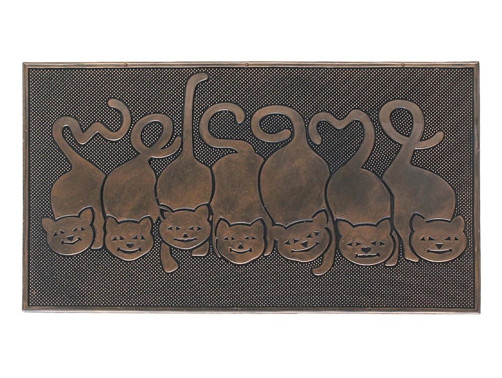 A1HC Cat Tail Welcome Rubber Doormat for Outdoor Entrance Non-Slip Durable