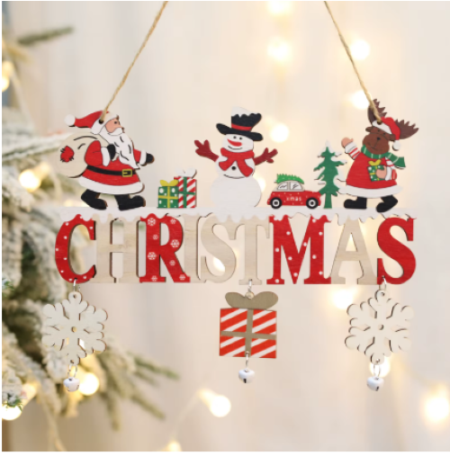 Wood Christmas Door Decoration Christmas Wreath Xmas New Year