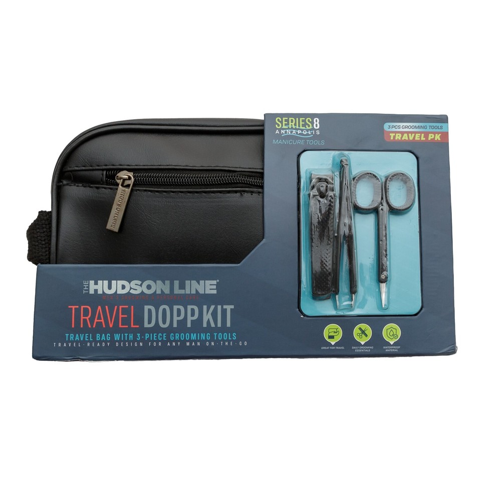 The Hudson Line Men's Grooming Personal Care Travel Bag with 3 PC Grooming Tools