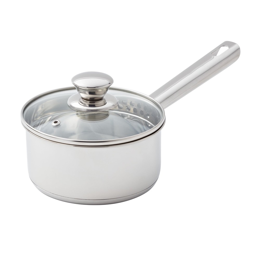 1 Qt Oven Safe Stainless Steel Saucepan with Straining Lid