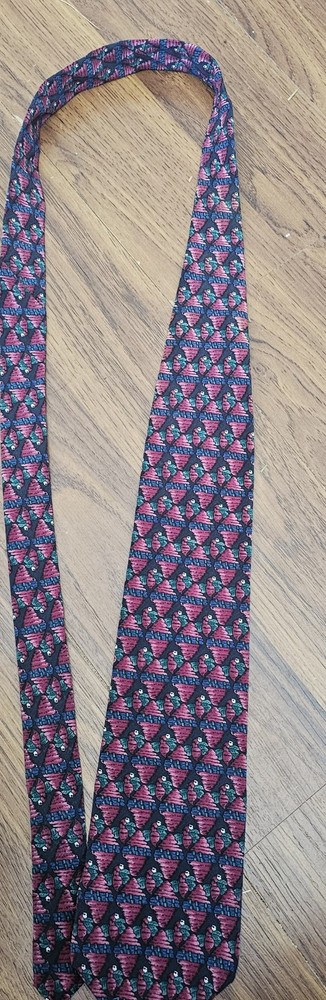 J.Garcia Mens Silk Tie Navy Blue Purple Geometric Abstract Bee Design