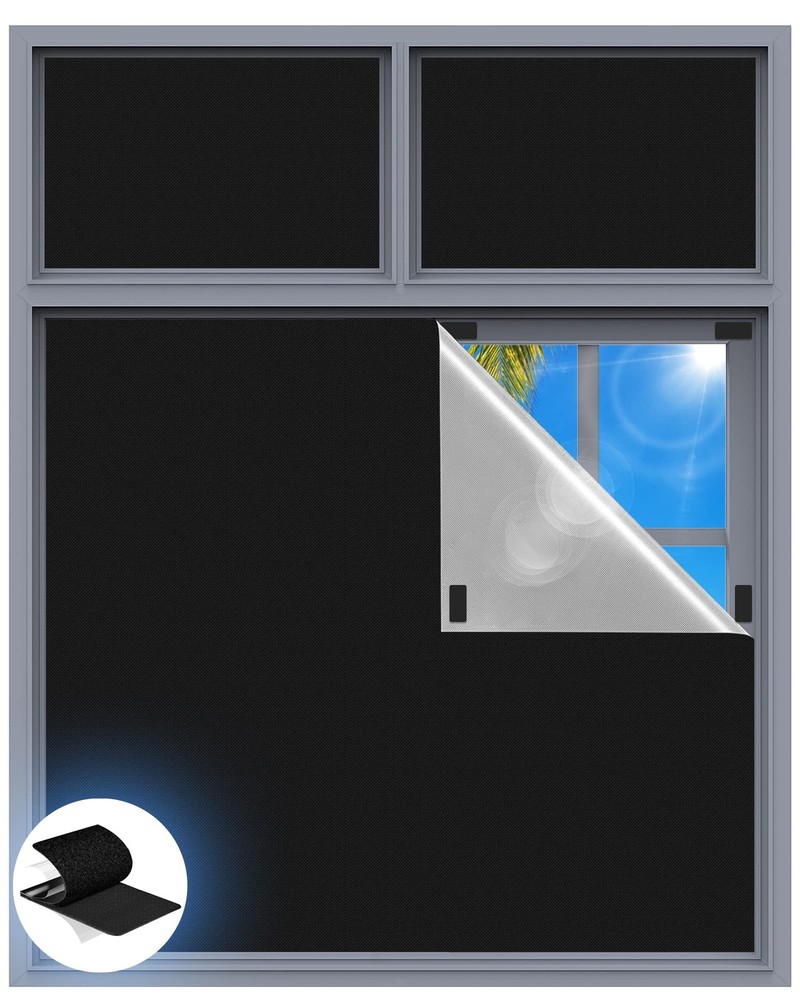 Blackout Curtains for Bedroom 100x58 Inch Portable Blackout Blinds with 20 Suction Cups Light Blocking Window Coverings