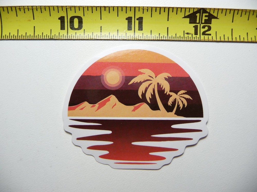 Sunset Island Palms Sticker Decal Tropical Vacation Scene
