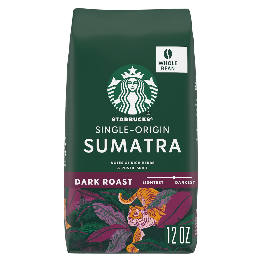 Whole Bean Coffee, Dark Roast Coffee, Sumatra, 100% Arabica, 1 Bag (12 Oz)