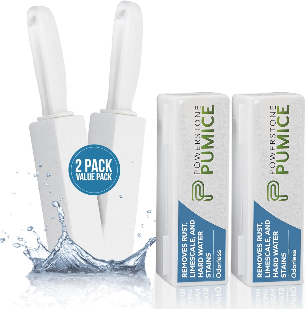 Pumice Stone Toilet Cleaner with Handle for Hard Water Stains 2-Pack