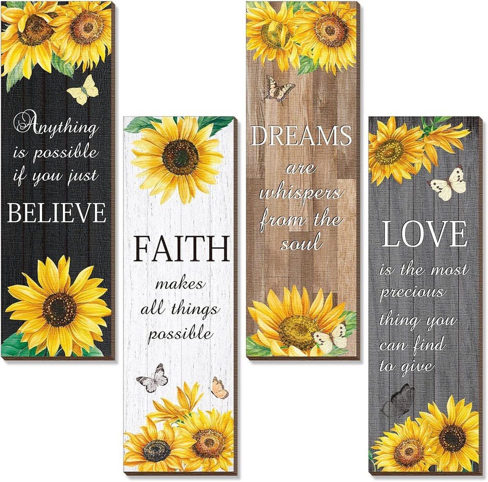 4 Pcs Sunflower Wall Decor Inspirational Kitchen Decors Multicolor