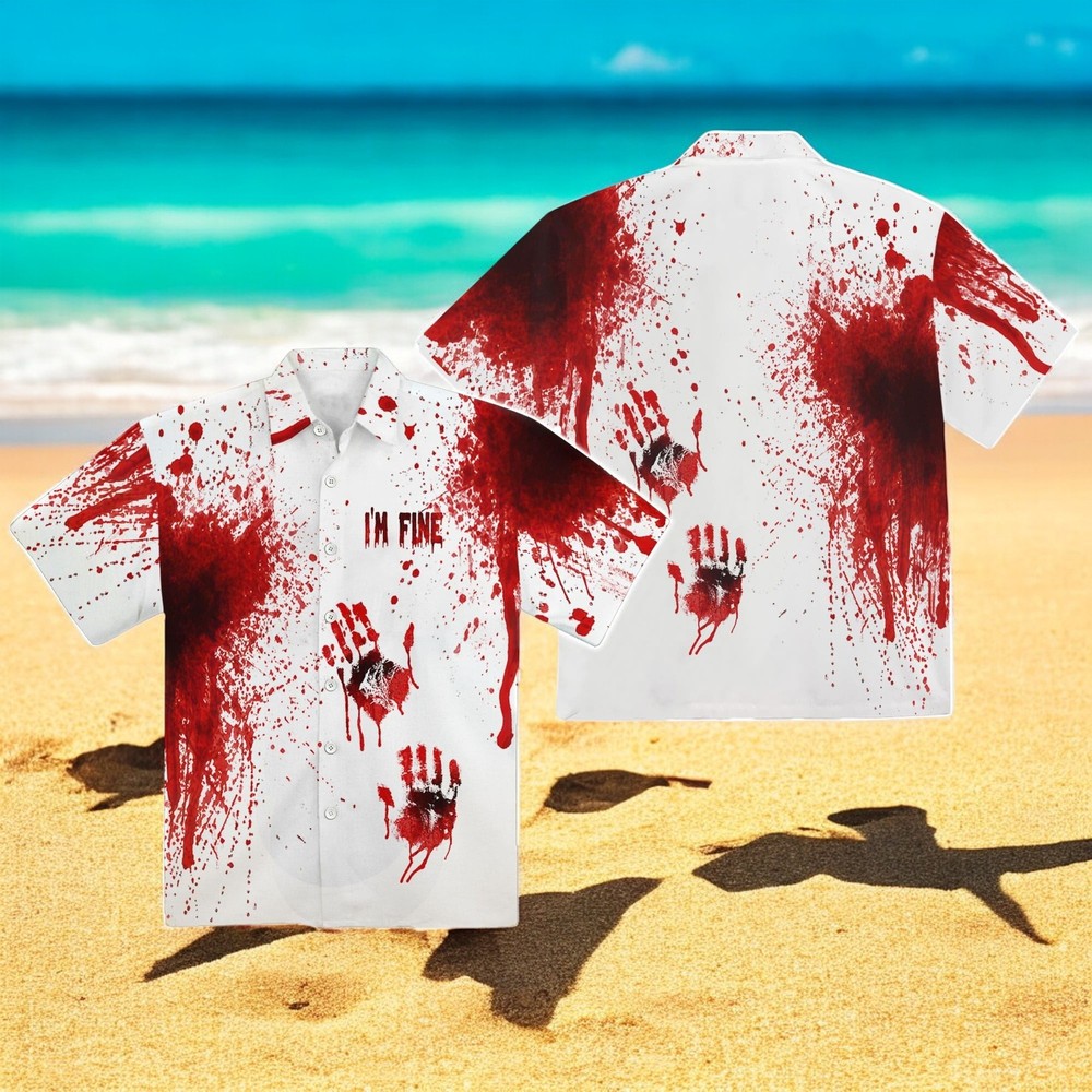 Bloody Haunted Halloween Button Up Hawaiian Shir