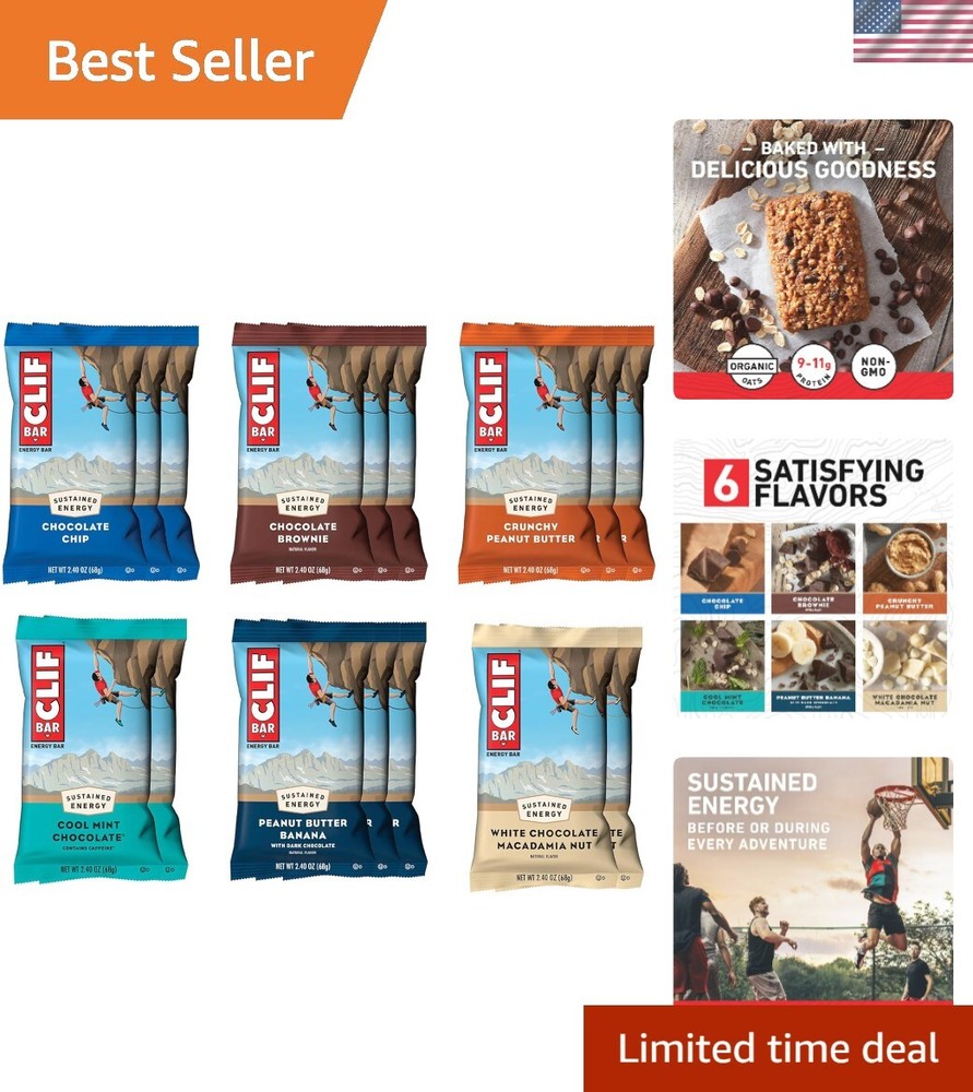 Variety Pack - 6 Flavors - Made with Organic Oats - Energy Bars - Non-GMO - P...