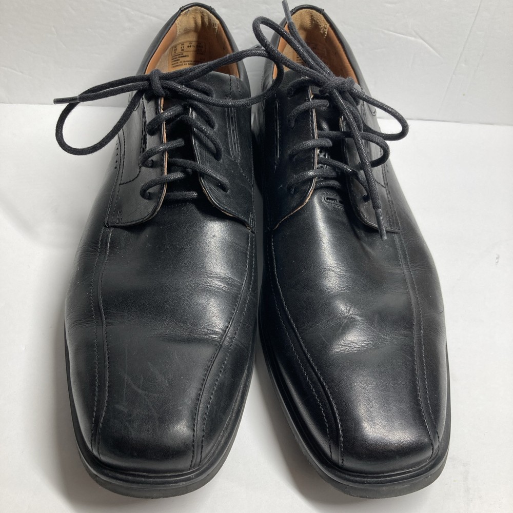 Clarks Men's 11 W Black Leather Bicycle Toe Derby Lace Up Shoes Unstructured