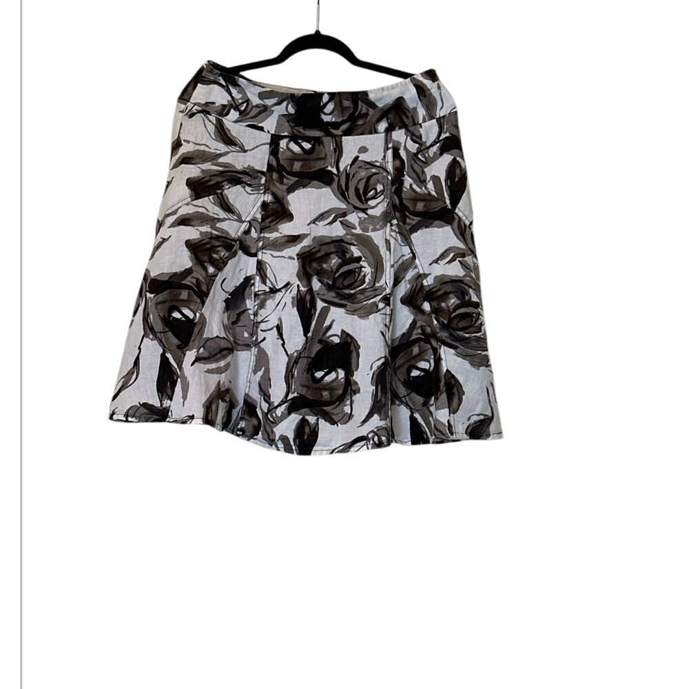 Grace Linen Floral Knee-Length Skirt - Size 10 - Feminine & Comfortable